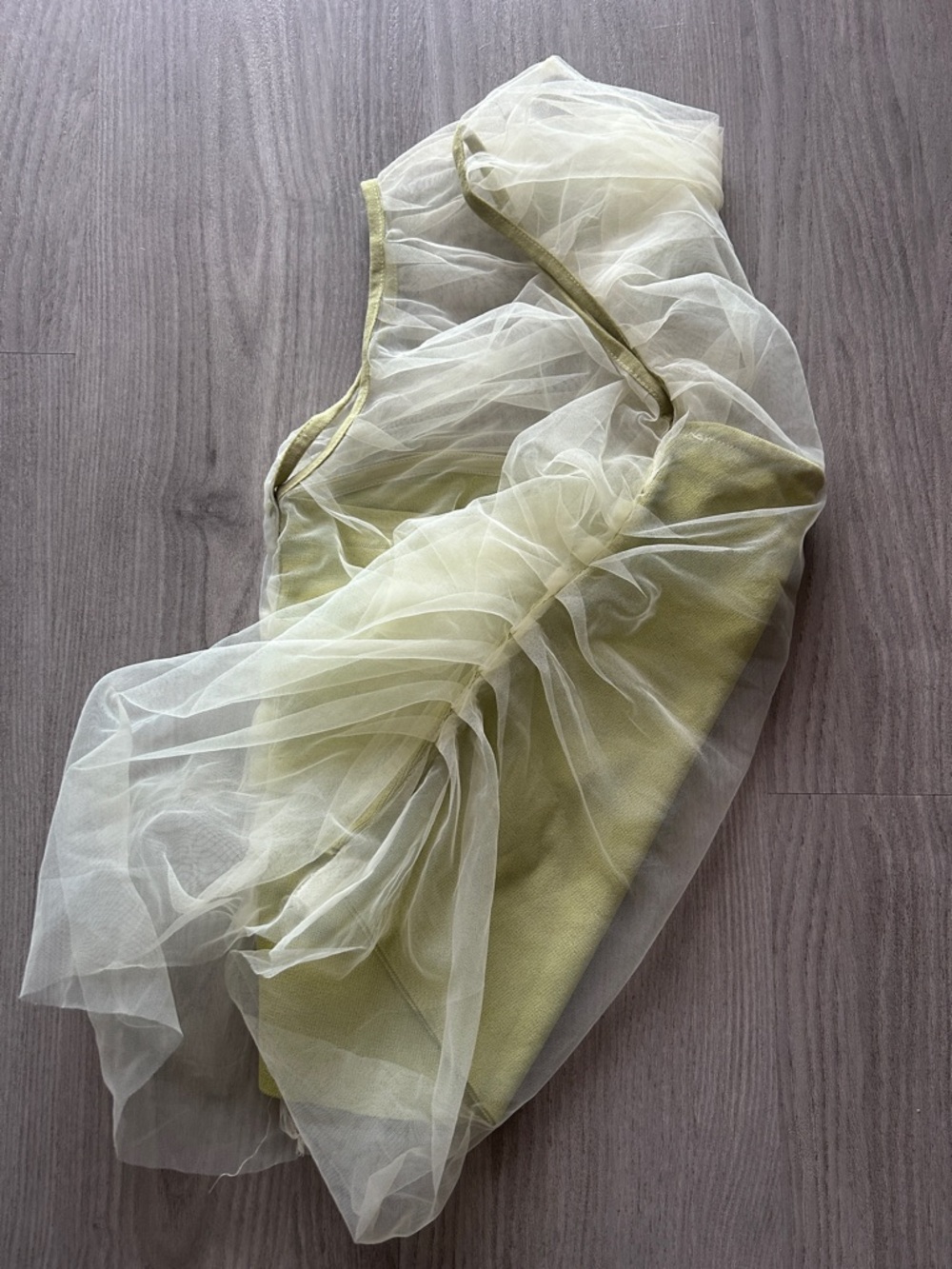 Zara Sheer Layered Top in Light Lime and Ivory - Picture 4 of 5